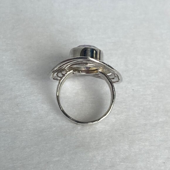 Sterling Silver 925 India Large Bezel Set Oval Mystic Quartz Statement Ring 5.5 - Picture 7 of 16